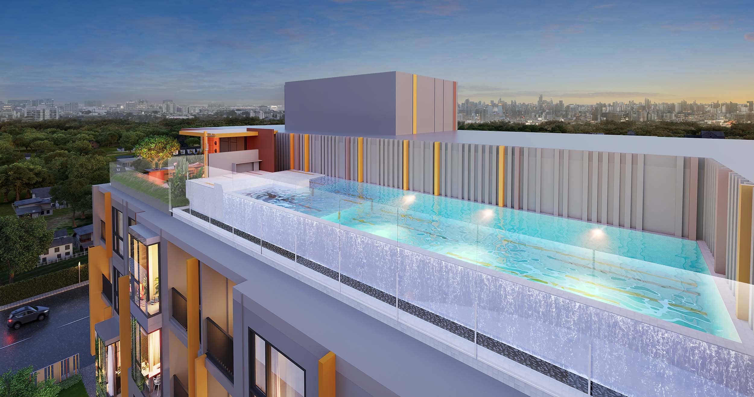 Sky Pool ชั้นดาดฟ้า ASHER Naii พร้อม Sunken Seat