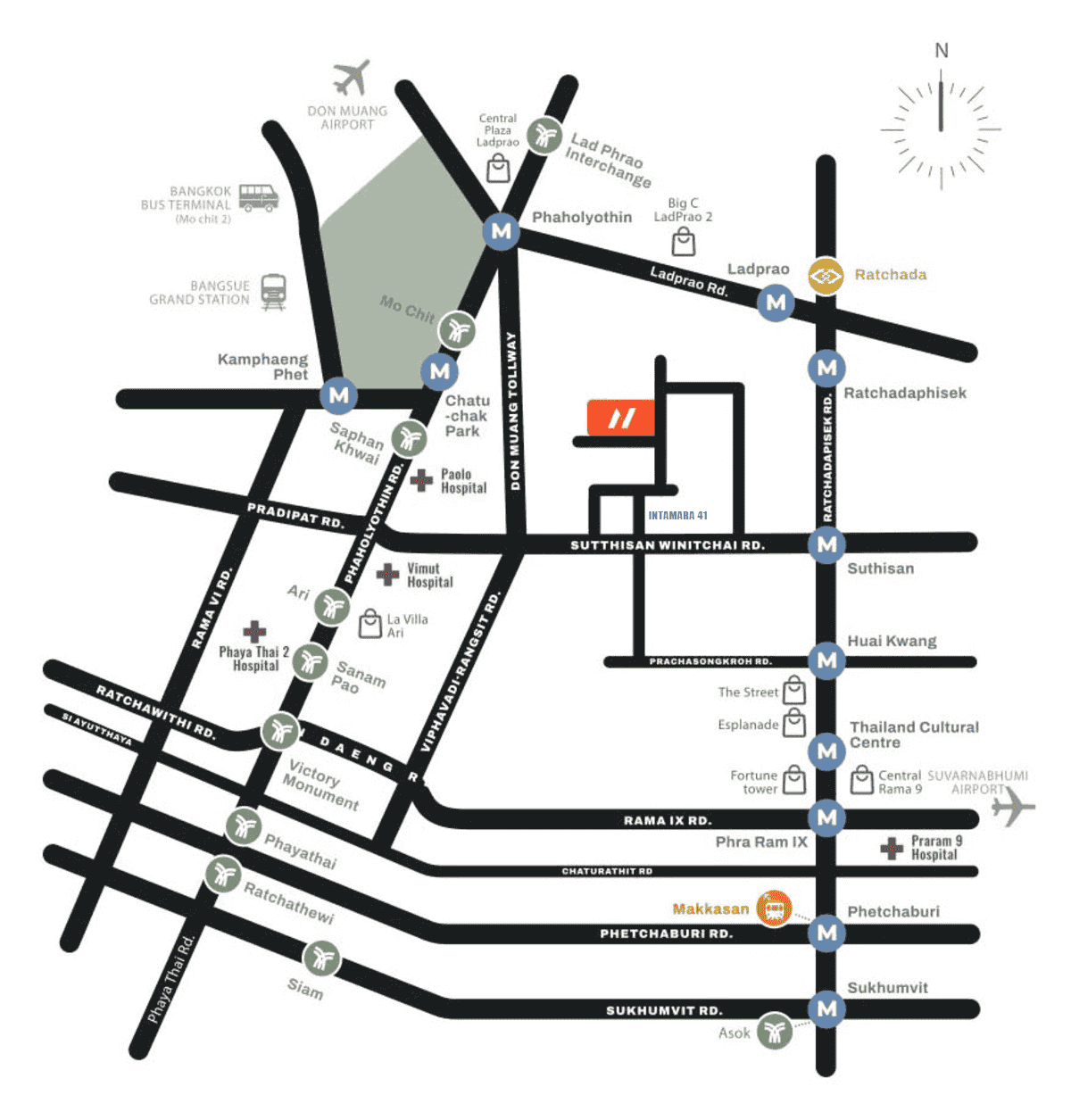 แผนที่ทำเล ASHER Naii ซอยอินทามระ 41 ใกล้ MRT สุทธิสาร และถนนรัชดาภิเษก