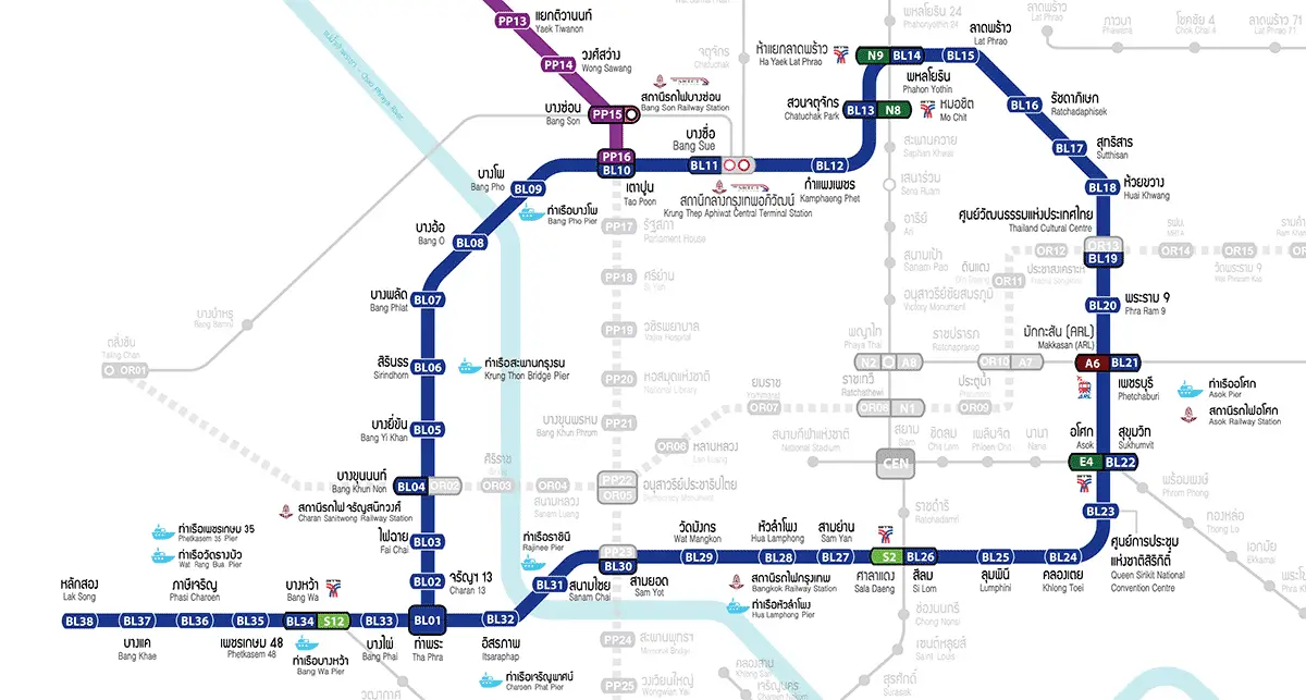 แผนที่แนว MRT สายสีน้ำเงินและสถานีสุทธิสาร ภาพประกอบการวางเส้นทาง